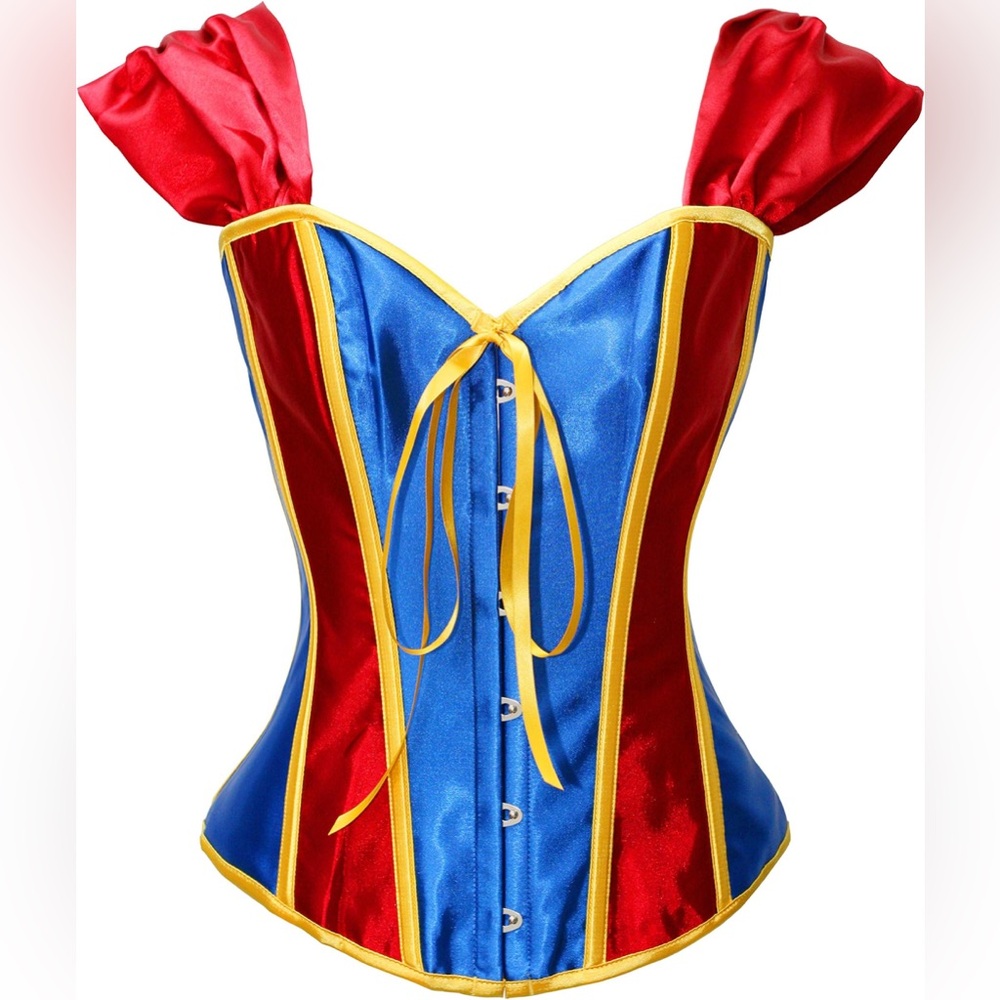 NWT Snow White Red and Blue Corset Yellow Accents Adjustable Princess Bustier